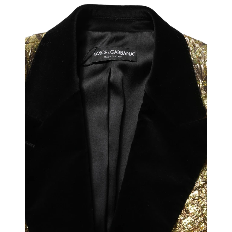 Gold Floral Jacquard Wool Trench Coat Jacket Clothing - Women