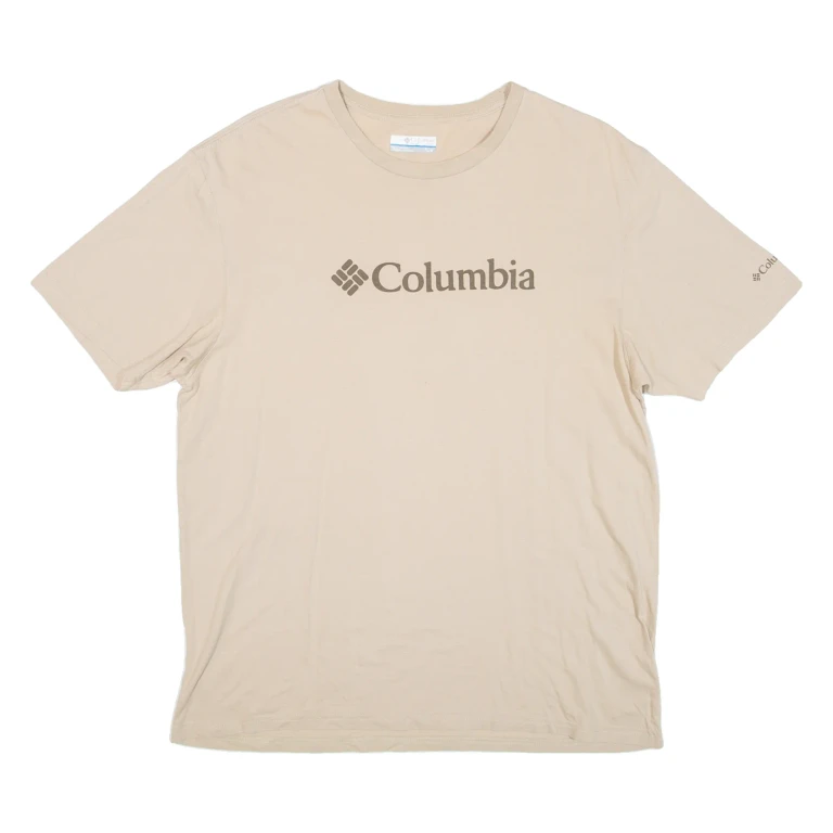 COLUMBIA Mens T-Shirt Beige Crew Neck L
