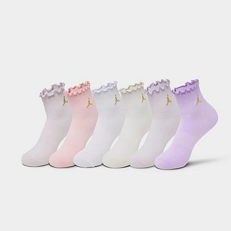 Kids Girls' Lettuce Edge Ankle Socks (6-Pack) Size: 9-11
