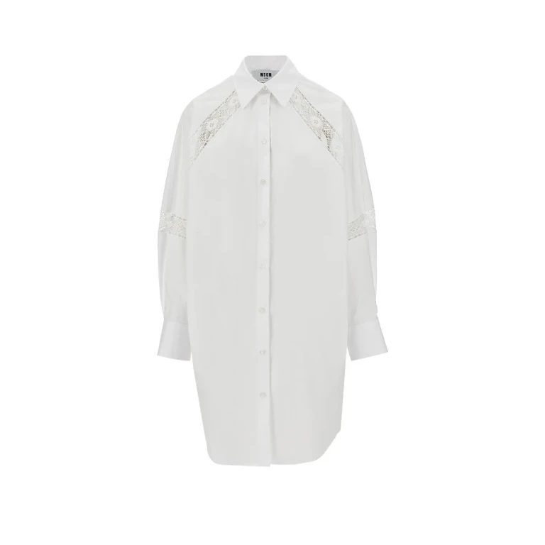 MSGM Shirt dress with lace inserts Woman 42