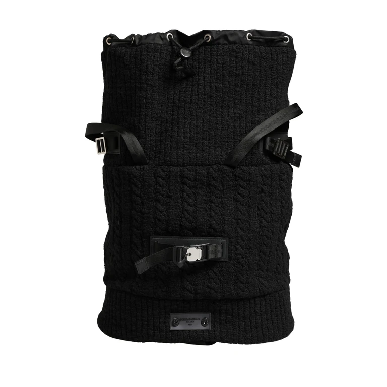 Dolce & Gabbana Black Tricot Wool Blend Duffel Backpack Travel Borse Bag Accessory - Men