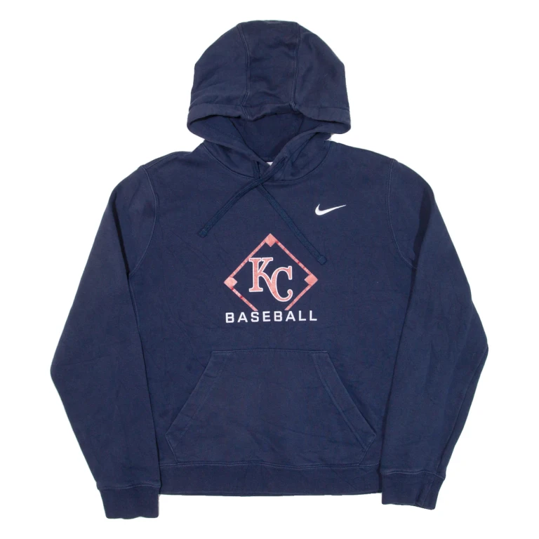 NIKE Kc Baseball Mens Blue Hoodie USA L