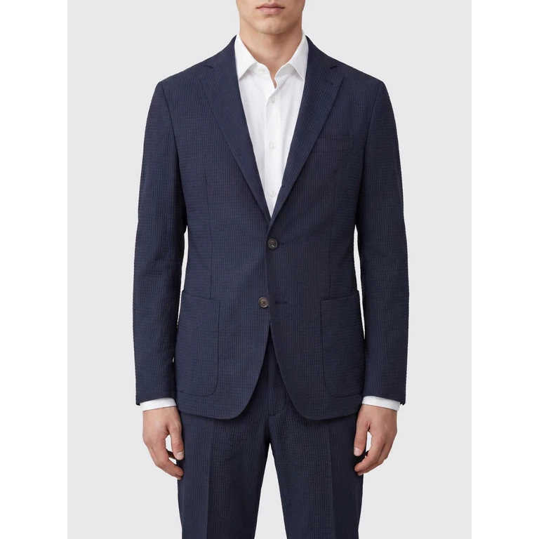 Single-Breasted Check Blazer with Peak Lapels and Patch Pockets (M75GIAK09TES0M16911)