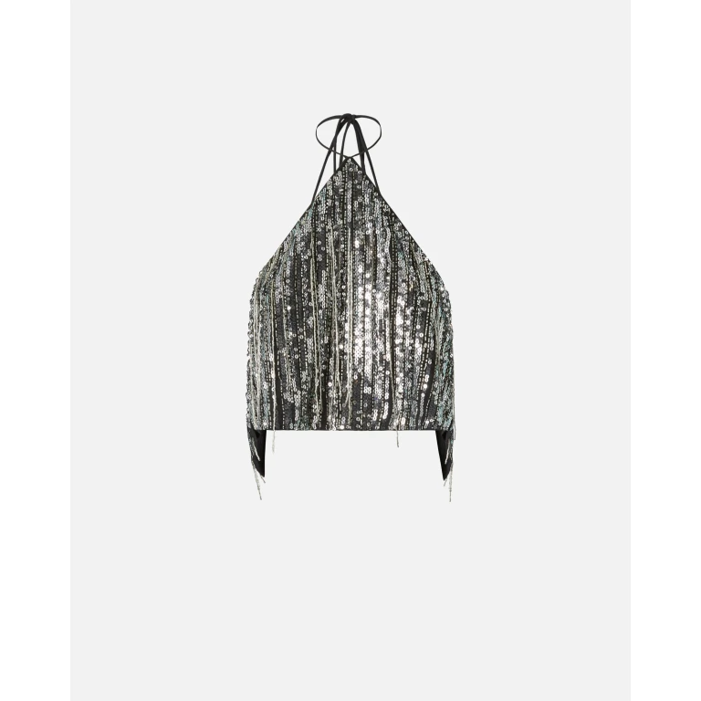 Pinko - Top court dos nu à paillettes - XS