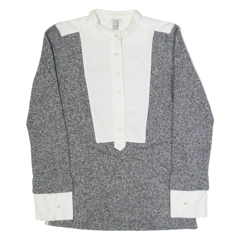 J.CREW Womens Shirt Grey High Neck Long Sleeve XXS