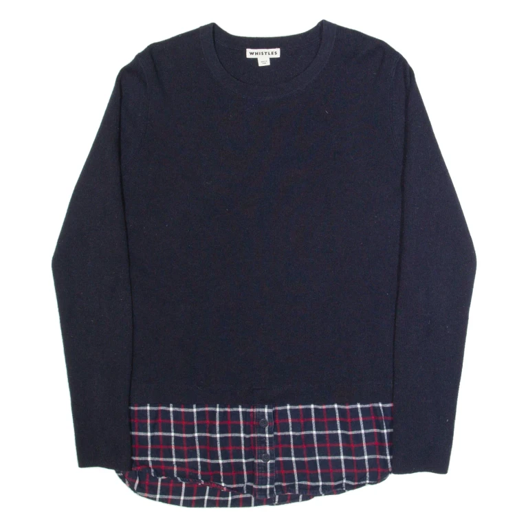 WHISTLES Womens Jumper Blue Tight Knit Wool UK 12