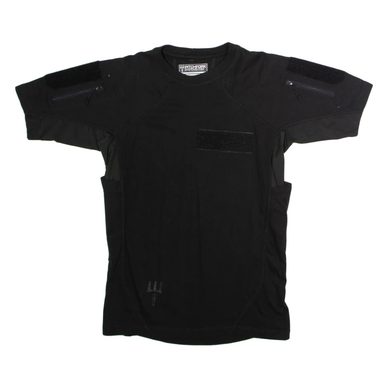 PITCHFORK SYSTEMS Range Master Mens T-Shirt Black Crew Neck Cashmere S