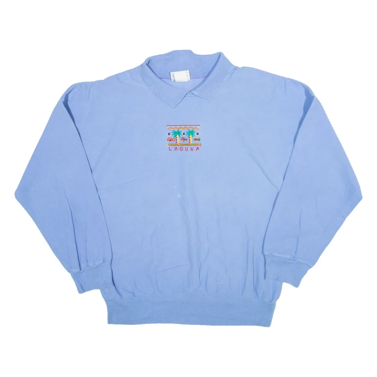 Laguna Womens Sweatshirt Blue Collared XL