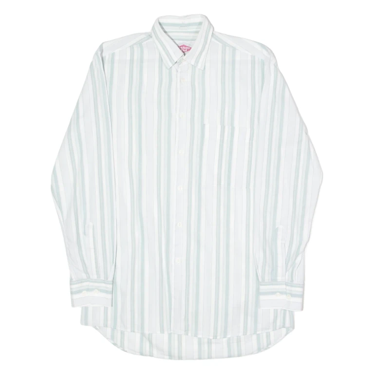 JACK GORDON Mens Shirt Green 90s Striped Long Sleeve M