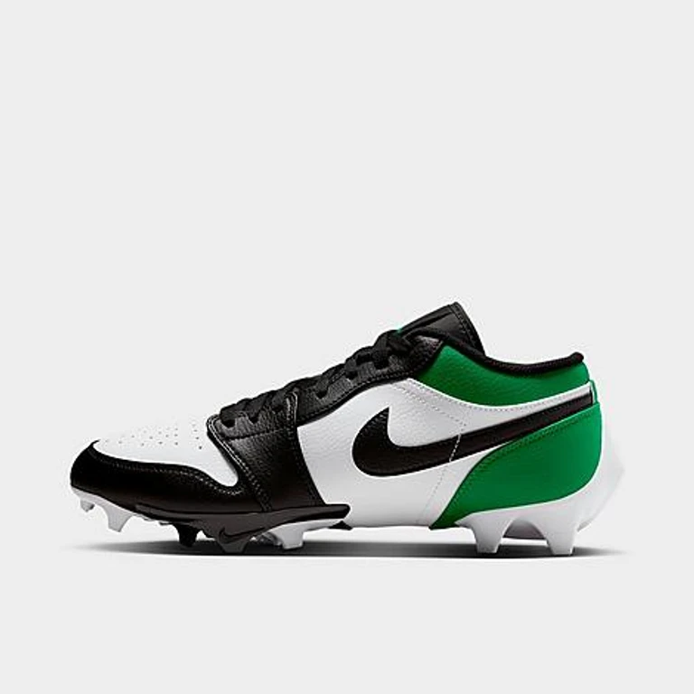 Men's 1 Low TD Football Cleats in Black/White/Lucky Green Size: 7.0