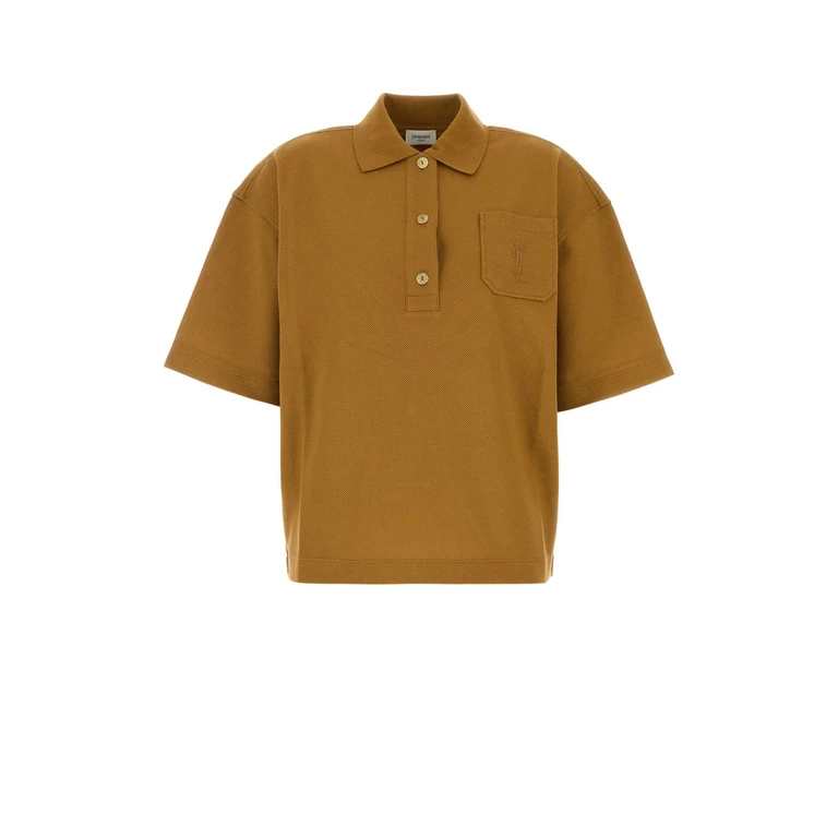 Saint Laurent Ochre Piquet Oversize Polo Shirt Mielfonce Exterior: Cotton - Women