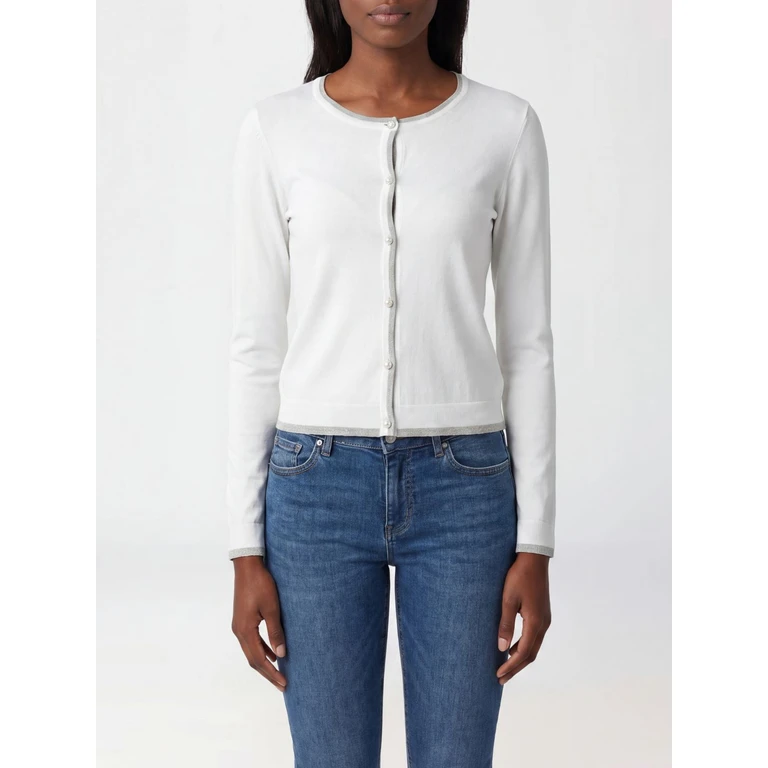 LIU JO Slim Fit Cardigan in Viscose Blend with Contrast Trims and Buttons (WXX056MS49I10701)