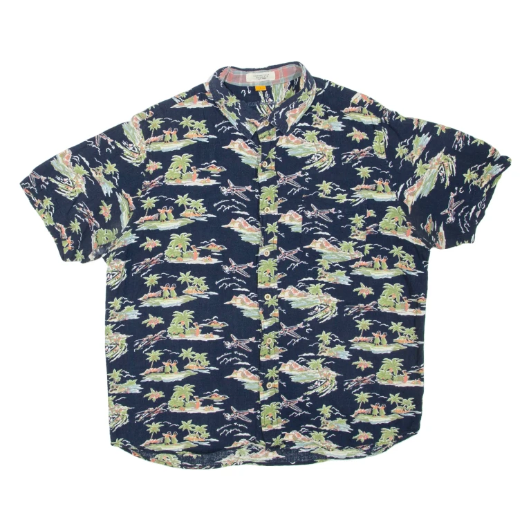CONNECTICUT Mens Hawaiian Shirt Blue L