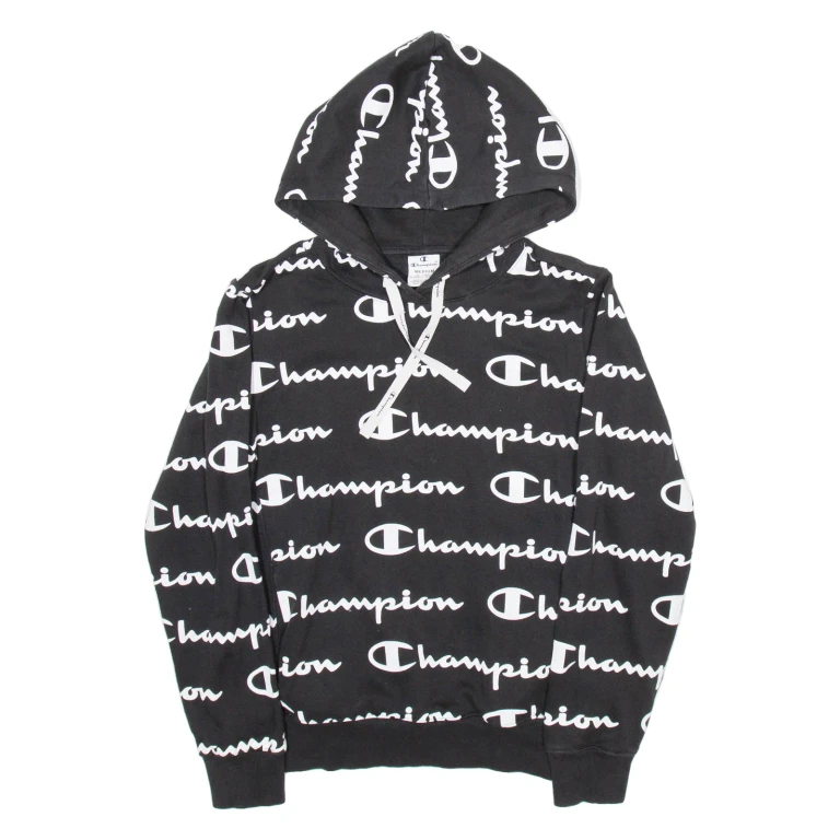 CHAMPION Mens Black Hoodie M