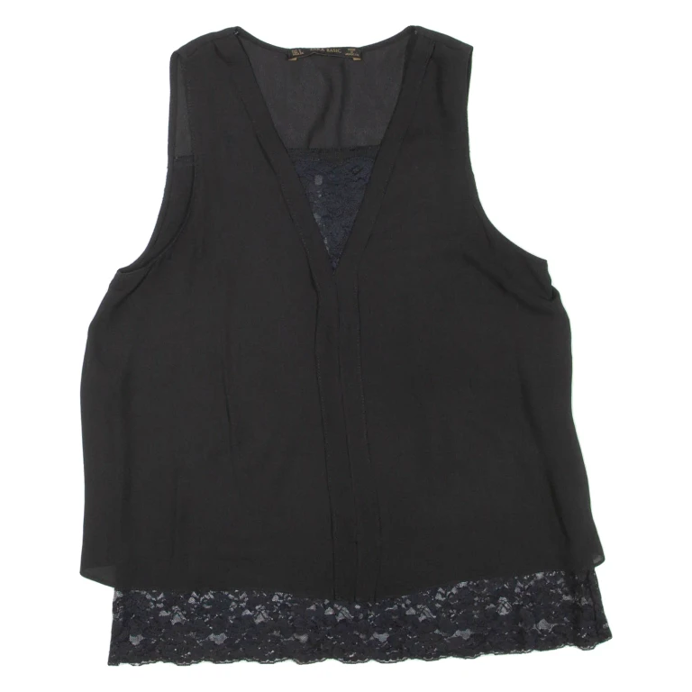 ZARA Womens Printed Vest Black Sleeveless S