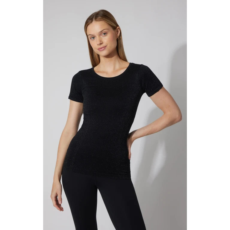 Lurex Seamless Short Sleeve Active Shirt
