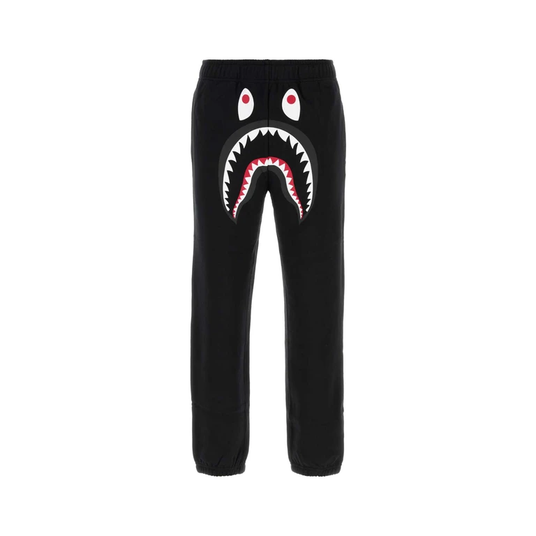Black Cotton Shark Joggers Exterior: Pantaloni - Men