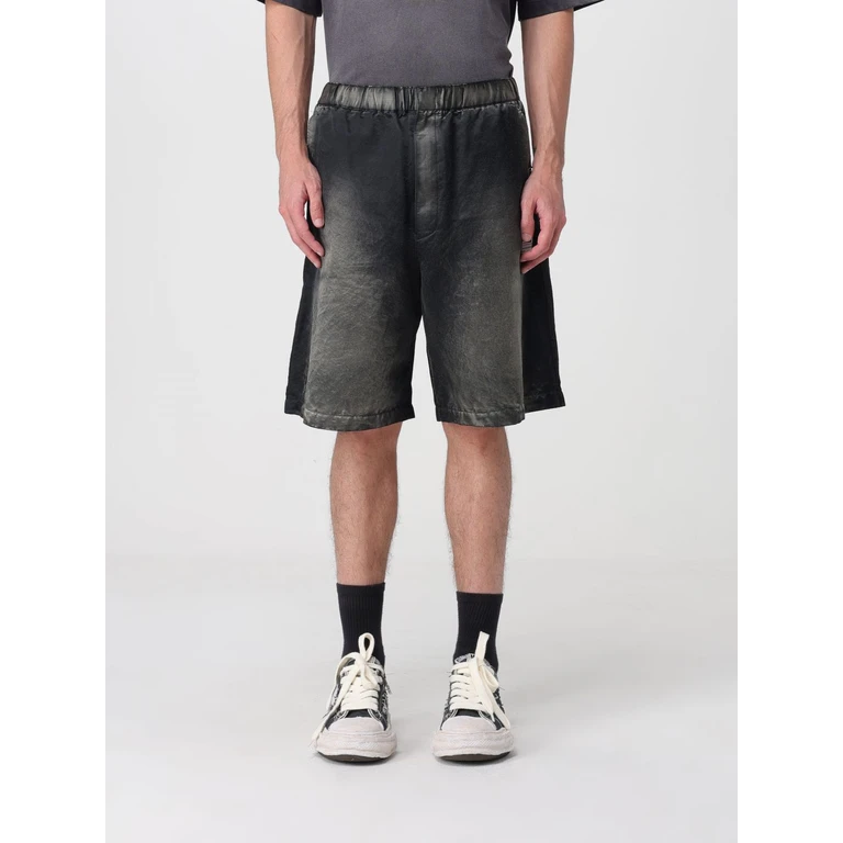 Abstract Print Cotton Jogging Shorts with Distressed Effect (J16PT142BLACK)