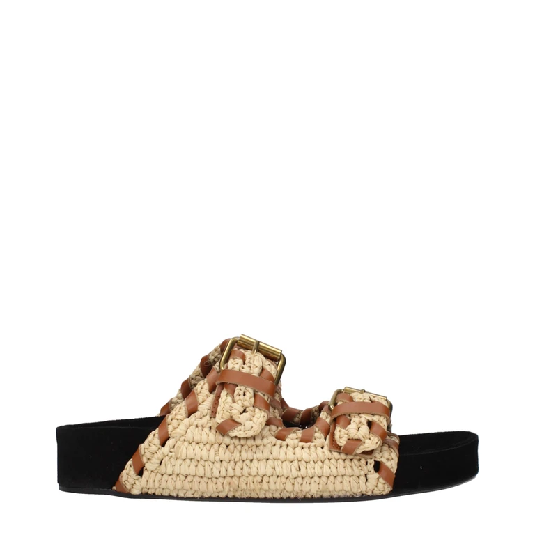 Isabel Marant Beige Raffia Slippers - Women