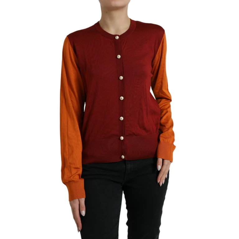 Dolce & Gabbana Multicolor Cardigan Block Silk Crewneck Sweater Clothing - Women