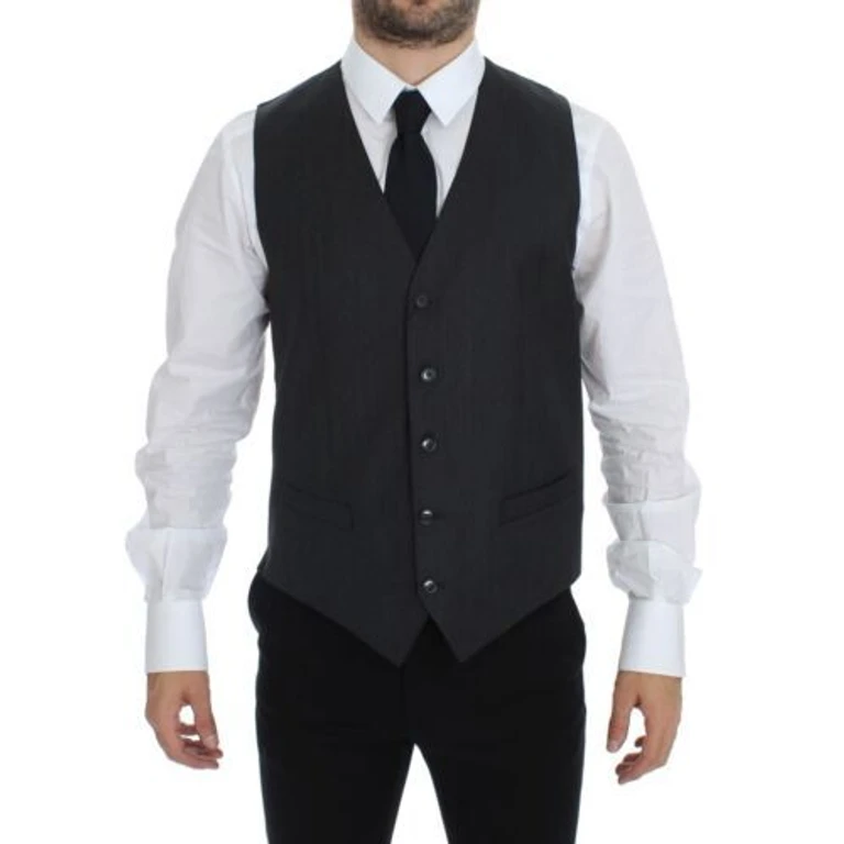 Dolce & Gabbana Gray Wool Formal Dress Vest Gilet Weste - Men