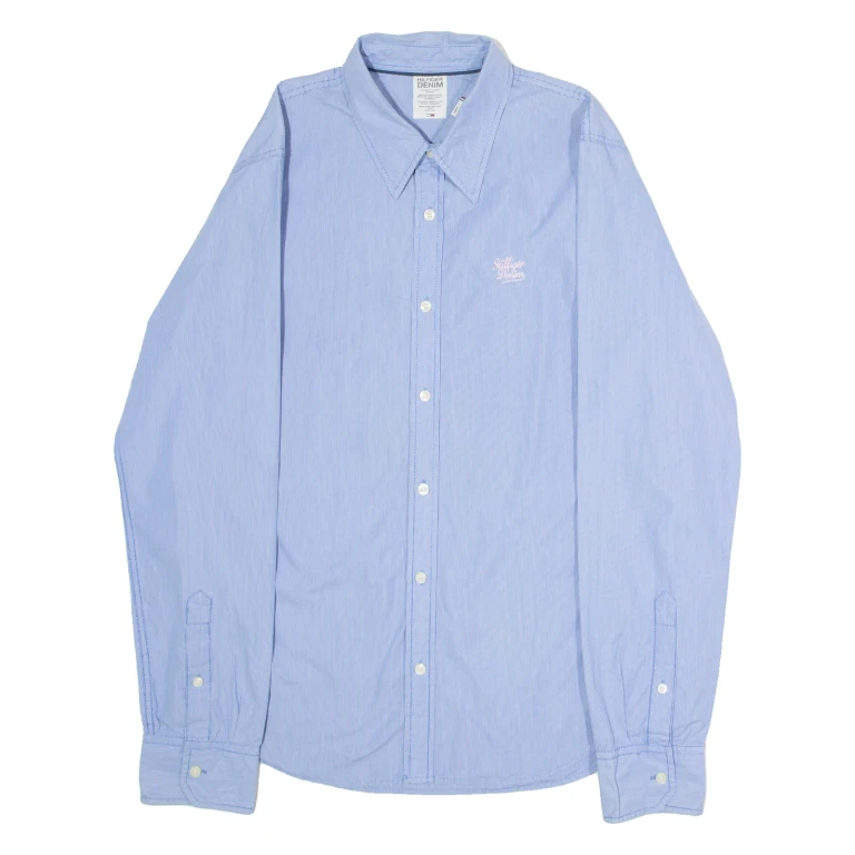 HILFIGER DENIM Mens Shirt Blue Striped Long Sleeve L