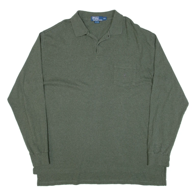 POLO RALPH LAUREN Mens Polo Shirt Green Long Sleeve 2XL