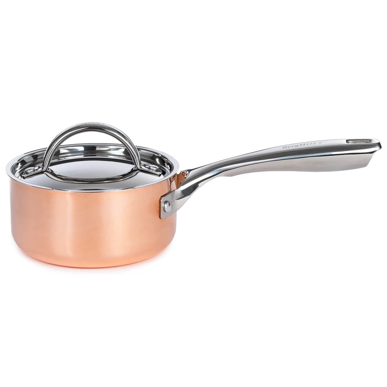 Vintage Tri-Ply Copper 5.5" Saucepan 1qt. with Lid, Polished