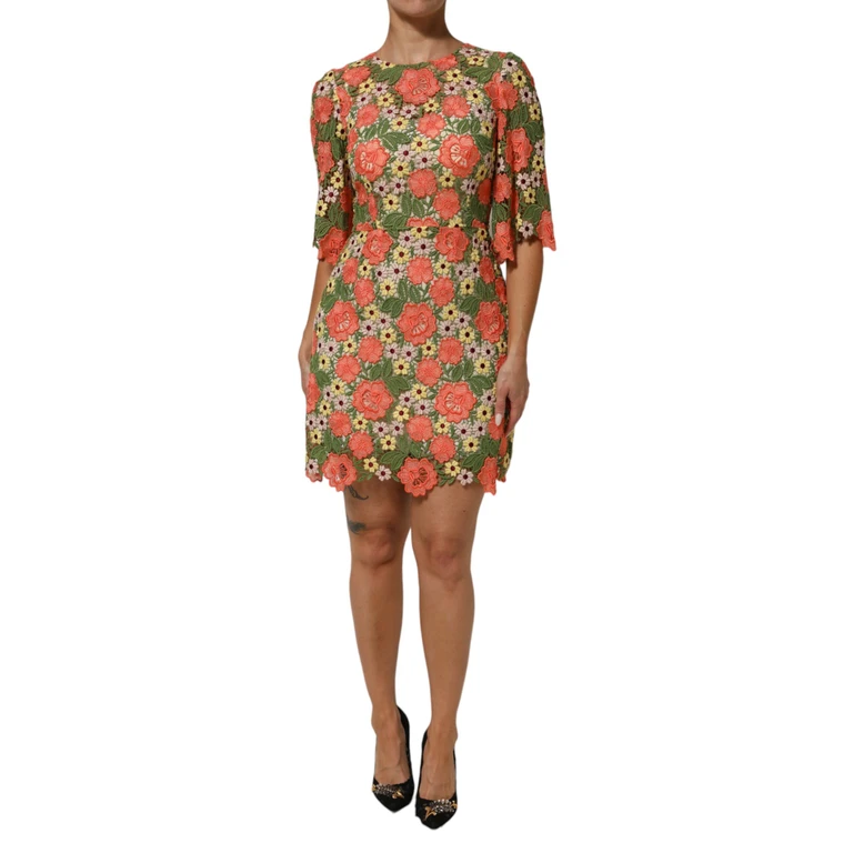 Dolce & Gabbana Multicolor Floral Embroidery Aline Mini Dress Pl+vi - Women
