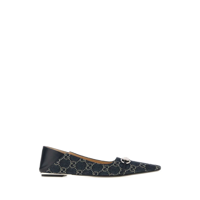 Gucci Gg Denim Vittoria Ballerinas Flurryblueblue T Cotton Ballerine - Women