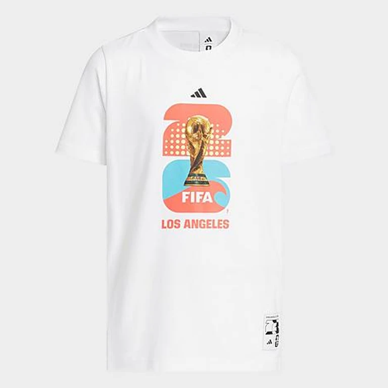 adidas Big Kids FIFA World Cup 26 Host City Los Angeles Graphic Soccer T-Shirt in White Size: XS