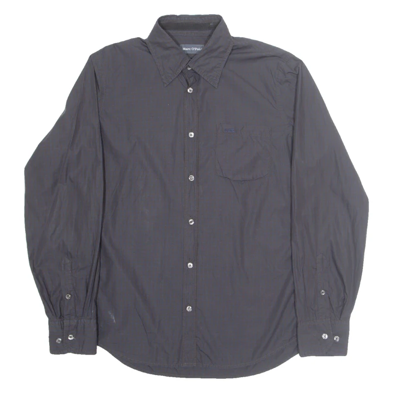 MARC O'POLO Mens Plain Shirt Black Long Sleeve M