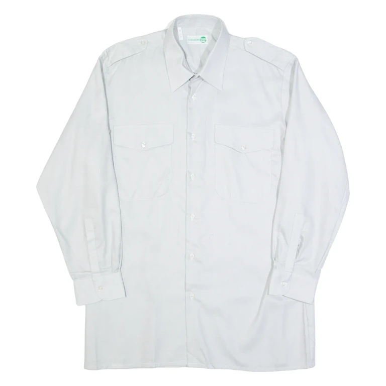 CHEMISERIE FREY Mens Plain Shirt Grey Long Sleeve L