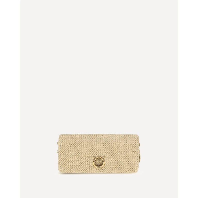 Pinko - Petite pochette à bandoulière Love Bag Click Soft Horizontal Mini en raphia