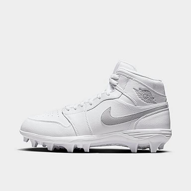 Men's 1 Mid TD Football Cleats in White/White/Grey Fog Size: 7.0