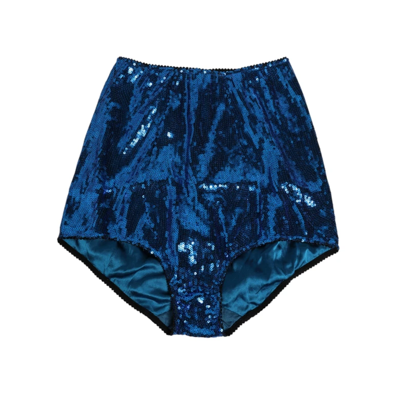 Blue Sequin Embellished High Waist Girdle Underwear Nylon Clothing - Women