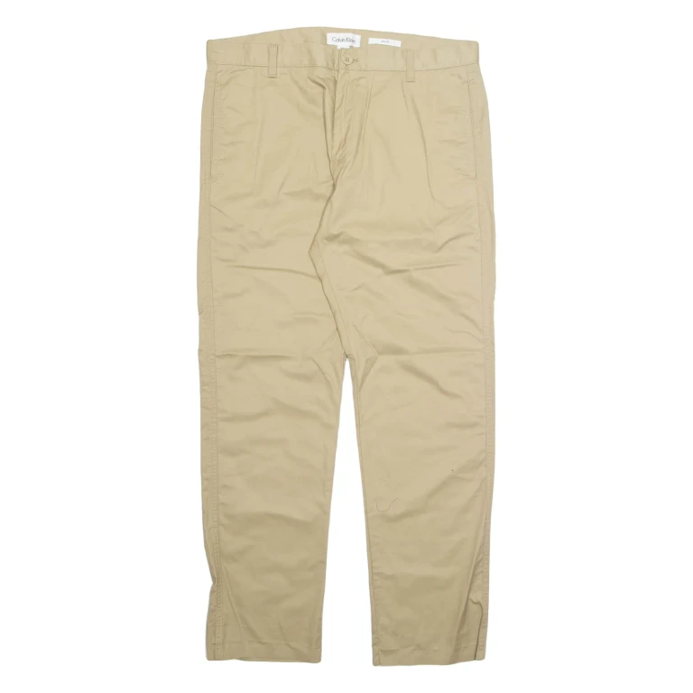 CALVIN KLEIN Chino Mens Trousers Beige Regular Tapered W36 L31