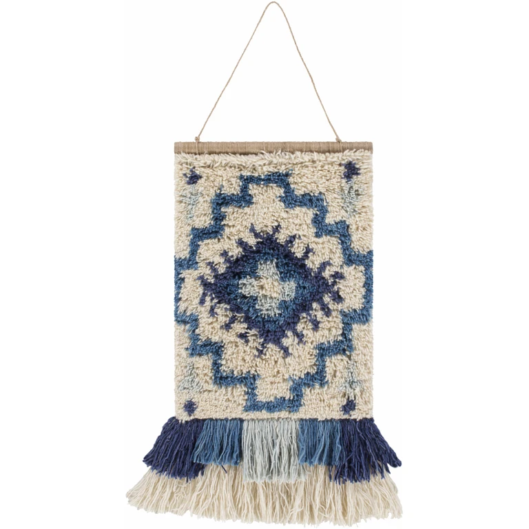 Philomont Ivory and Blue Geometric Wall Hanging - Clearance