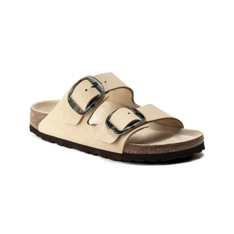 Arizona Big Buckle Nubuck Leather Almond Sandals