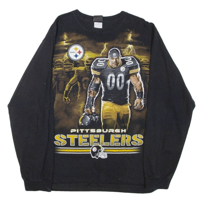 NFL Pittsburgh Steelers Mens T-Shirt Black Long Sleeve USA L