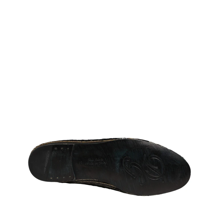 Dolce & Gabbana Black Gold Sequined Men Dress Loafers Shoes Leather - Men