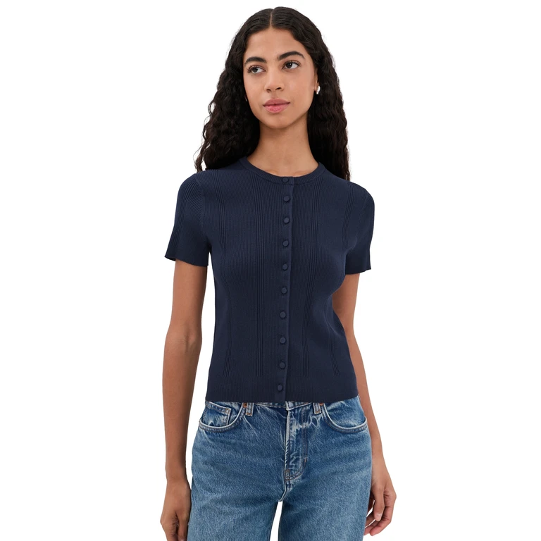 Vince Ribbed Cardigan Ink XS
