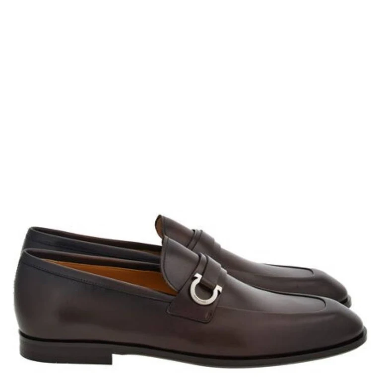 Ferragamo Gancini Ornament Leather Mocassin, Size 9 E