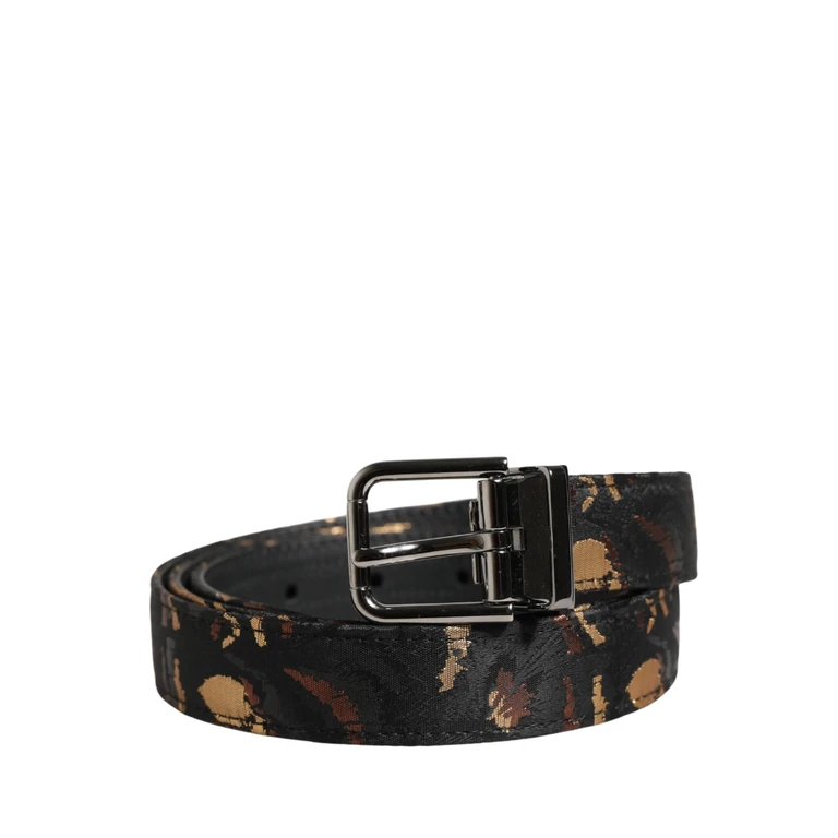 Dolce & Gabbana Multicolor Jacquard Silver Metal Buckle Belt Nylon Calf - Women