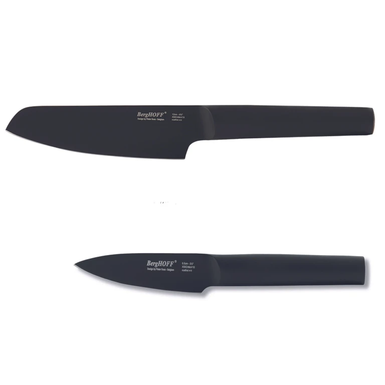 Ron 2pc Vegetable and Paring Knife Set, Black