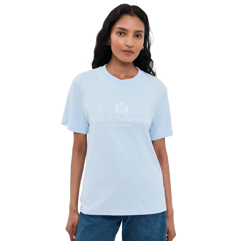 Sporty & Rich Health and Wellness Club Crest Tee Ciel White L