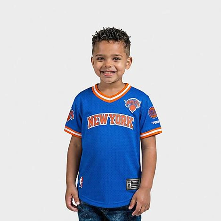 Pro Standard Kids Toddler New York Knicks NBA Mesh T-Shirt in Royal Blue/Orange Size: 2T