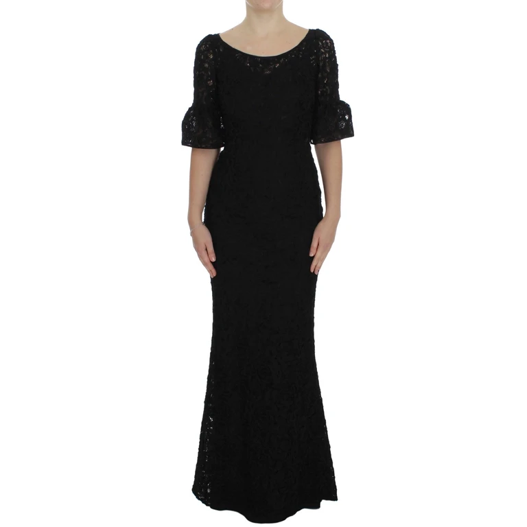 Dolce & Gabbana Black Floral Lace Long Bodycon Maxi Dress Polyester - Women