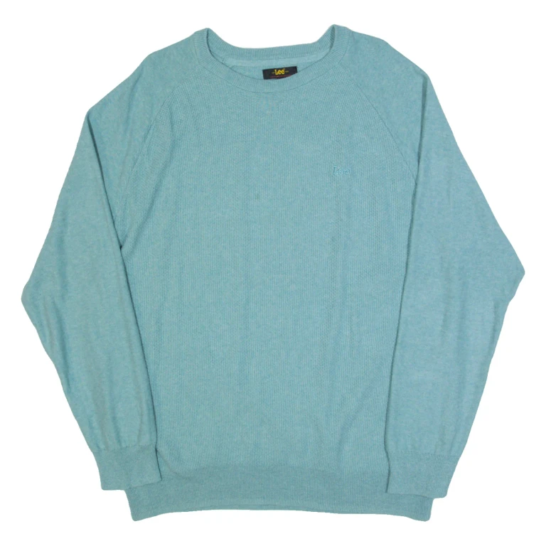 LEE Mens Jumper Blue Tight Knit XL