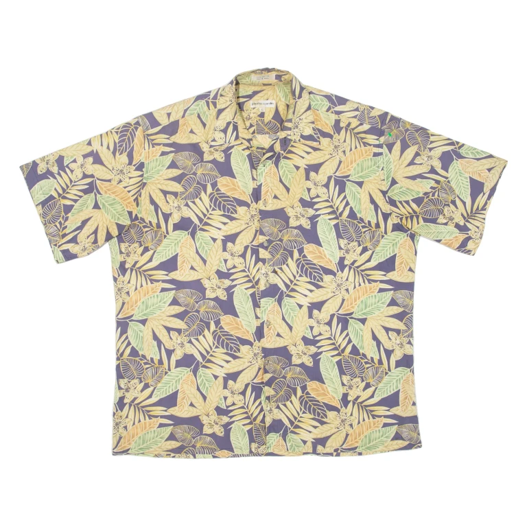 PIERRE CARDIN Mens Hawaiian Shirt Blue Floral L